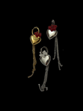 Mono earring with heart and small flower