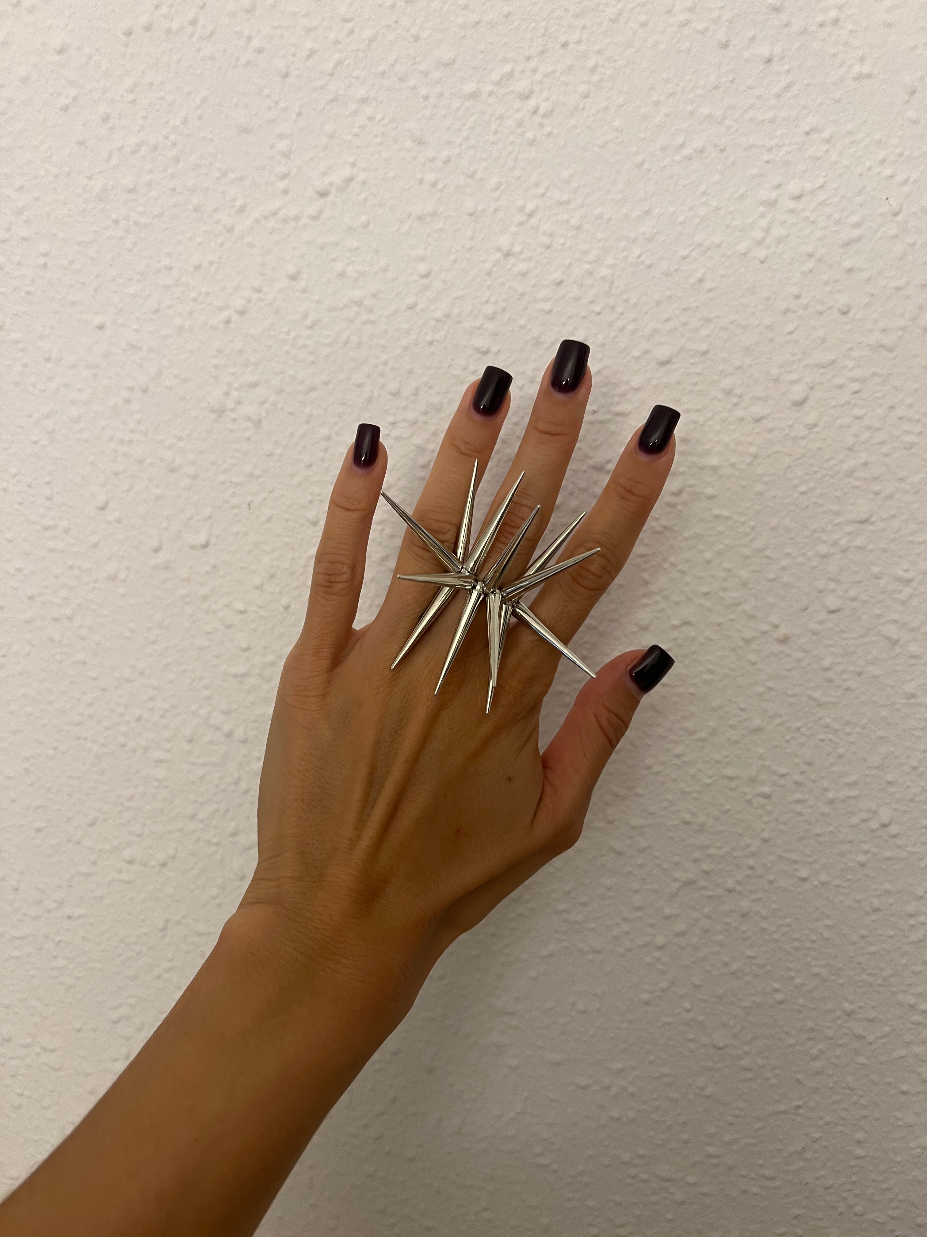Silver Chunky Spikes Ring