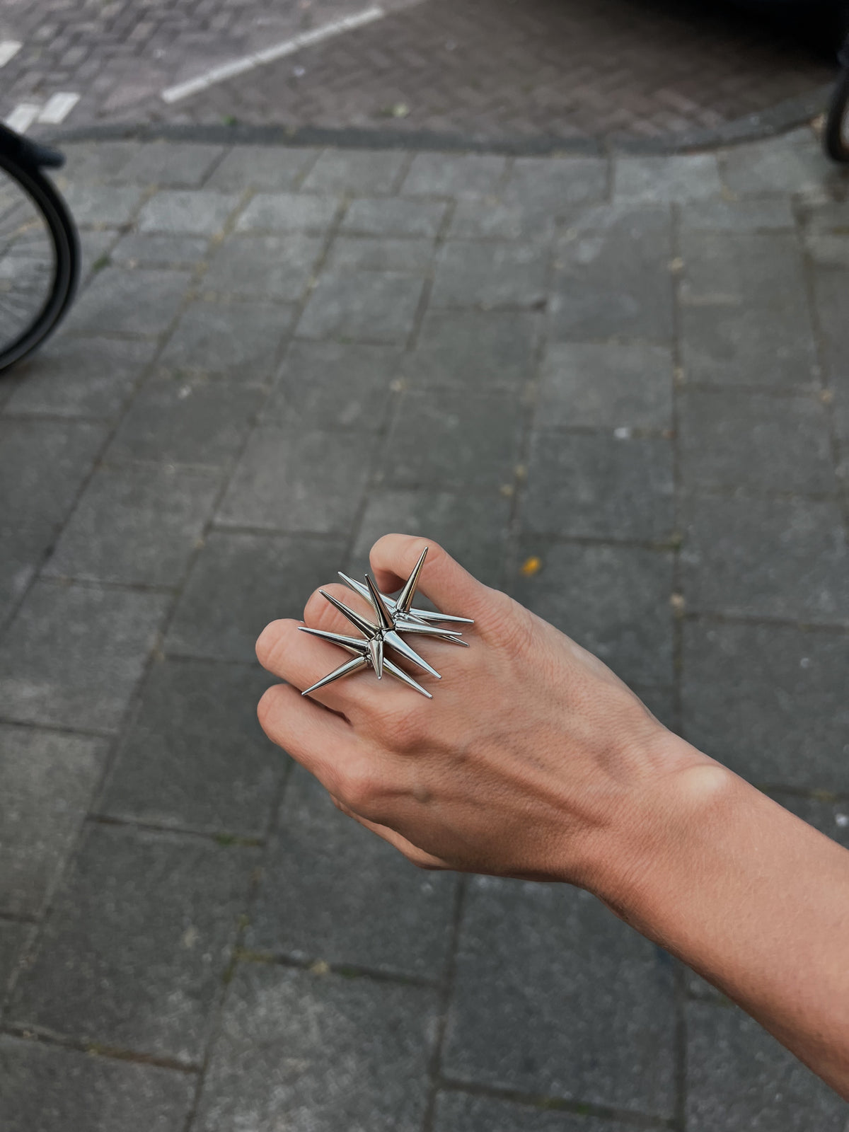 Silver Mini Spikes Ring