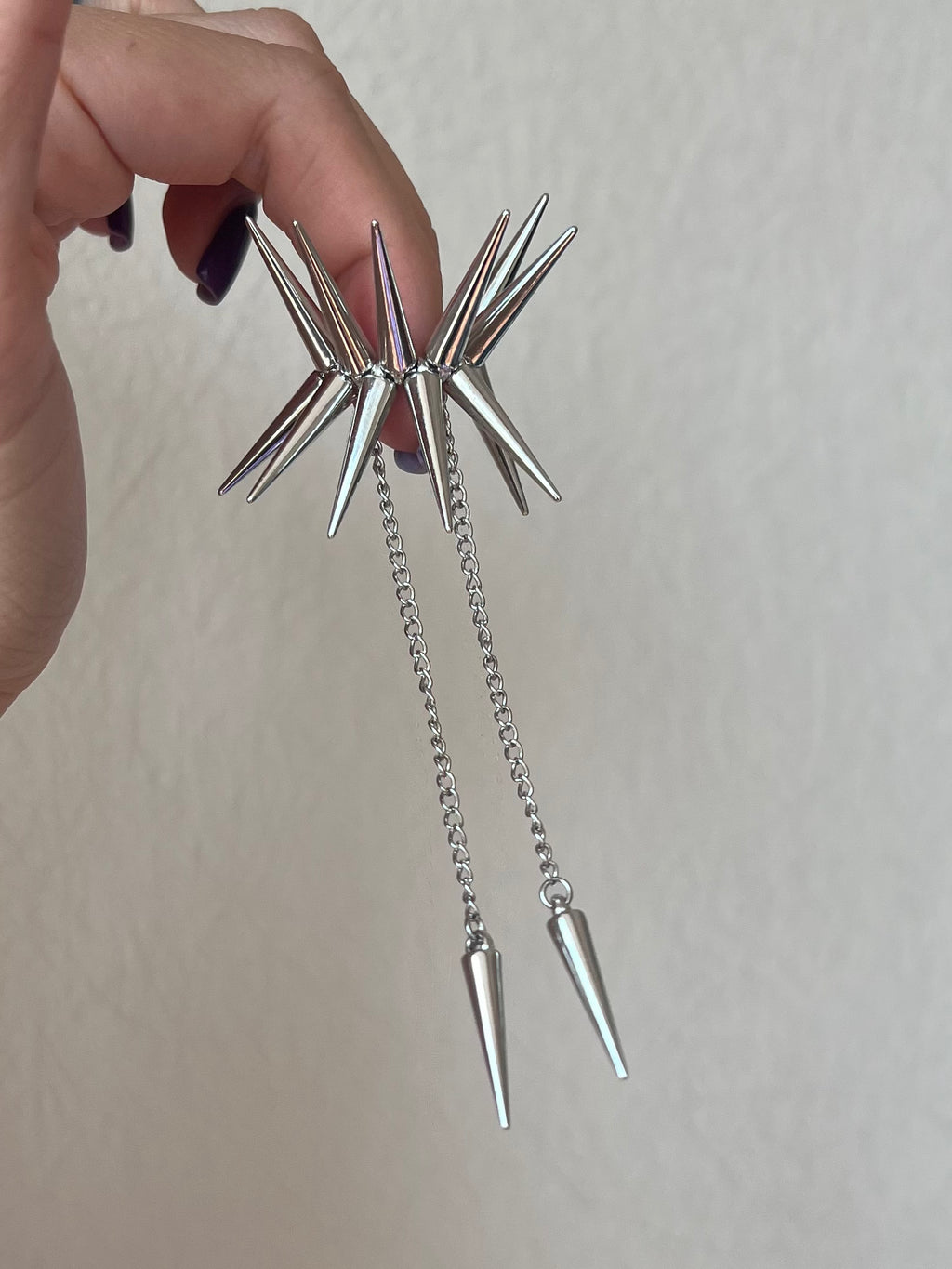 Double Chain Spike Ear Cuff