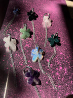 Mono Earring with Natural Stone Flower & Chains